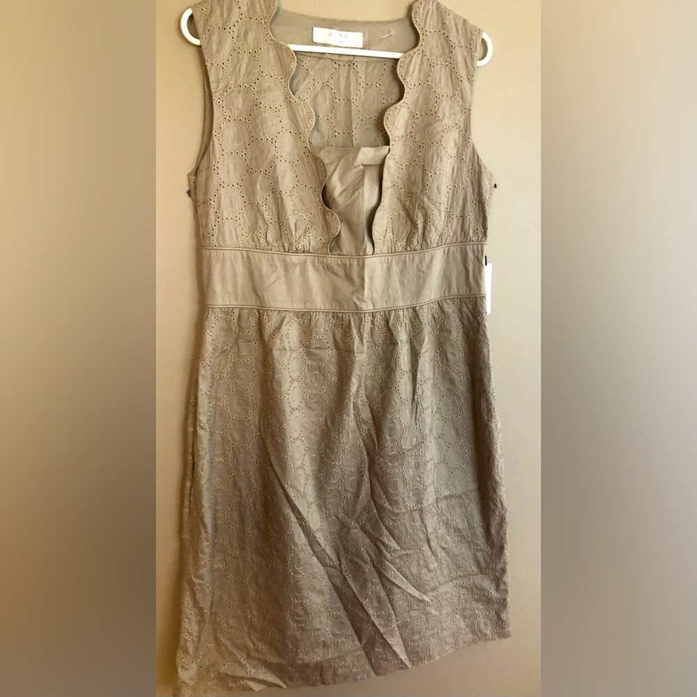 NWT ASTR THE LABEL Tan Ruffle Neckline Sundress Dress  36 Chest